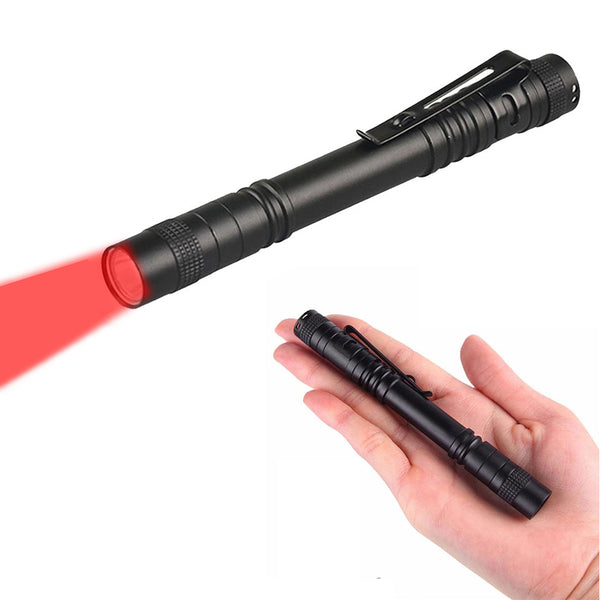 LED Flashlight Clip Mini Light Penlight Pocket Portable Pen Torch Lamp Red