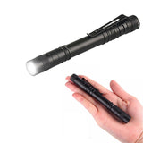 LED Flashlight Clip Mini Light Penlight Pocket Portable Pen Torch Lamp White