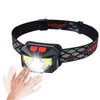 Motion Sensor LED Headlamp Rechargeable Flashlight for Camping Running Fishing Cycling