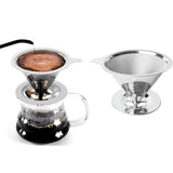 Pour Over Coffee Dripper Stainless Steel Coffee Filter Cone Coffee Tea Funnel