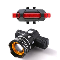 Rechargeable LED Bike Light Adjusatble T6 LED MTB Bicycle Front Rear Headlight Set