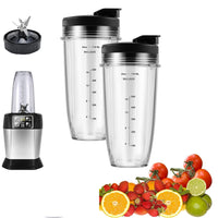 2Pcs Blender Cups Set Replacement for Ninja Blender with To-Go Lids and 7 Fins Extractor Blade