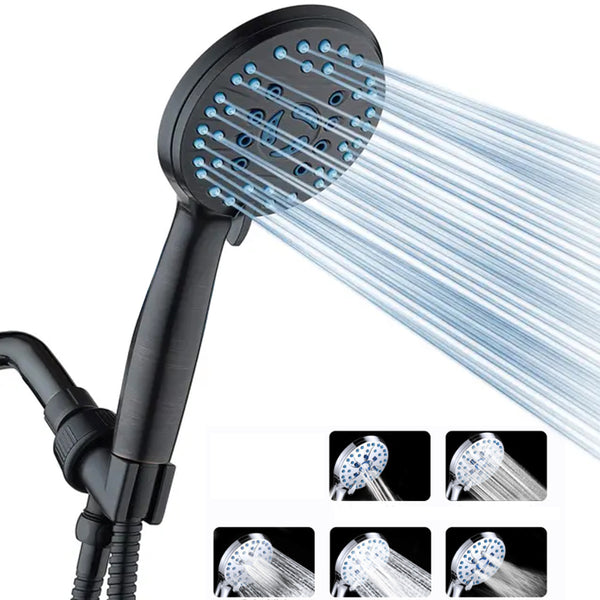 High Pressure 5-mode Handheld Shower Head Bathroom Accessory Black