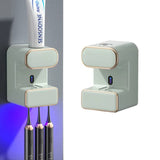 Punch-free Wall Mounted Electric Automatic Toothpaste Dispenser with 3 Toothbrush Slots Light Green