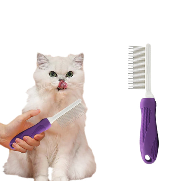 Detangling Pet Grooming Comb with Long and Short Stainless Steel Teeth for Dog Cat