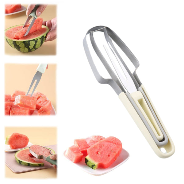 3-in-1 Watermelon Fork Slicer Cutter Watermelon Popsicle Cutter Camping Kitchen Gadgets Beige