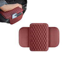 Car Center Console Cover PU Leather Car Armrest Box Cushion with 2 Storage Bags Red