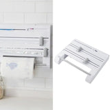 6-in-1 Wall Mounted Paper Towel Holder with Cutter Cling Film Foil Dispenser with Storage Rack White