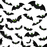 144Pcs 3D Bats with Glow in the Dark Eyes Spooky Party Home Room Wall Halloween Decorations