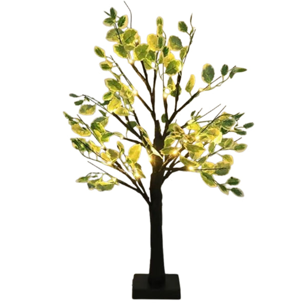 LED Green Leaf Tree Lamp Bedside Night Light Home Office Decor Black