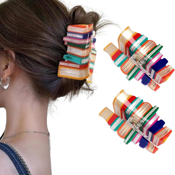 2Pcs Book Hair Clips Hair Jaw Funny Hair Accessories Orange