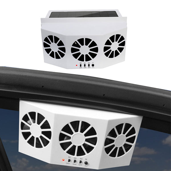 Solar Powered Auto Radiator Ventilation Fan Car Auto Window Air Vent Exhaust Fan White