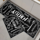 Set of 2Pcs Kitchen Floot Mats PVC Leather Mats for Kitchen Home