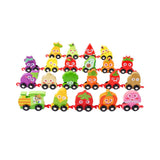 Wooden Number Train Toy Set Toddler Educational Toys Fruit and Vegetable Style