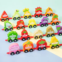 Wooden Number Train Toy Set Toddler Educational Toys Fruit and Vegetable Style