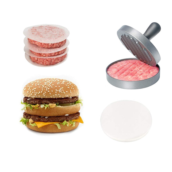 Burger Press with 100Pcs Patty Papers Non-Stick Hamburger Patty Maker with Oil Blotting