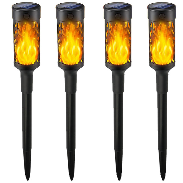 4Pcs Solar Flickering Flame Lights Outdoor Tiki Torches Lights for Outside Decor