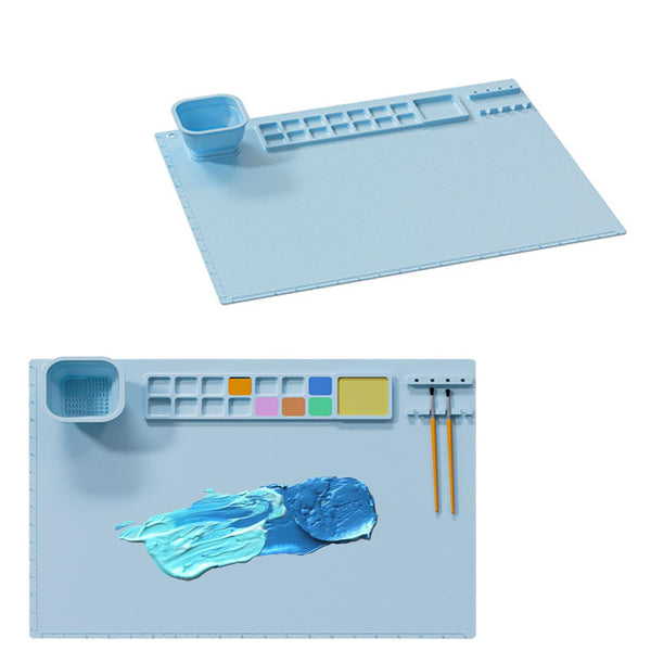 Anti-Stick Silicone Painting Mat Drawing Art Pad Washable Painting Mat Blue