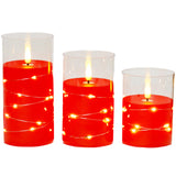 3Pcs LED Candles Battery Operated Fake Candles for Romantic Ambiance Home Decoration Red