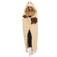 Wearable Animal Style Hooded Blanket Warm Cozy Plush Hoodie Throw Cloak Wrap for Adults Khaki