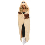 Wearable Animal Style Hooded Blanket Warm Cozy Plush Hoodie Throw Cloak Wrap for Adults Khaki