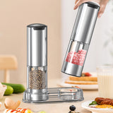 2Pcs Set Automatic Grinders Electric Salt and Pepper Shakers with 6 Adjustable Coarseness