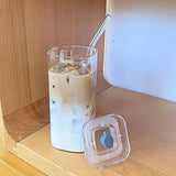 400ml Clear Glass Cup With Lid And Straw Transparent Milk Coffee Mug Tea Cup