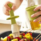 2Pcs 300ML Glass Oil Dispenser Bottle with Basting Brush Oil Container for Cooking BBQ Green