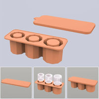 Ice Cube Tray for Stanley 30-40 Oz Tumbler Cup Silicone Hollow Cylinder Ice Mold with Lid for Ice Drink Juice Whiskey Brown