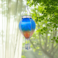 Solar Lantern Flame Light Hanging Hot Air Balloon Light Outside Garden Patio Decor Blue