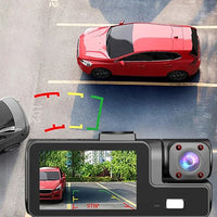 3 Channel Wi-Fi Dash Cam with Night Vision Front and Rear Dashcam