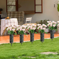 2Pcs Hollow-Out Flower Holder with Stakes Cemetery Vases for Gravestone Gravesite Garden Outdoor