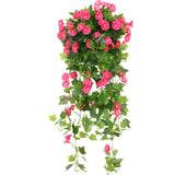 88-Flower Artificial Vine Flowers Hanging Artificial Petunias Garden Home Decoration Rose Red