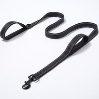 Reflective Dog Leash with Padded Handle Outdoor Dog Training Chain Dual Handle Lead Double Handle Lead Black