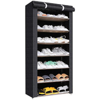 Shoes Rack with Cover Large Shoe Shelf Black