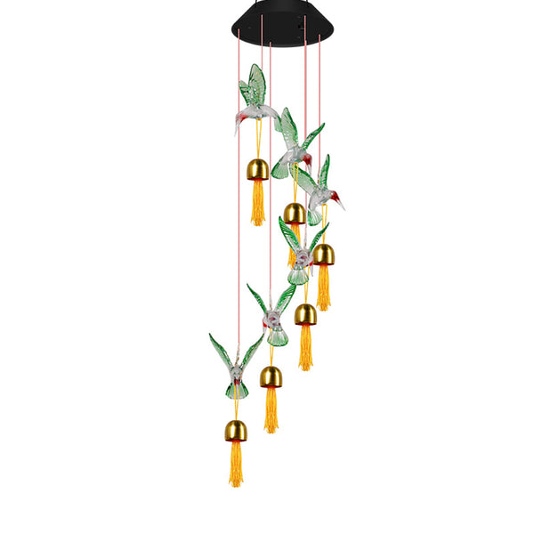 Solar Powered Wind Chimes LED Lights Color Changing Hanging Christmas Decor Light Garden Yard Decor Green Hummingbird