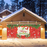 Merry Christmas Banner Holiday Garage Door Decorations Backdrop Background Party Supplies Red