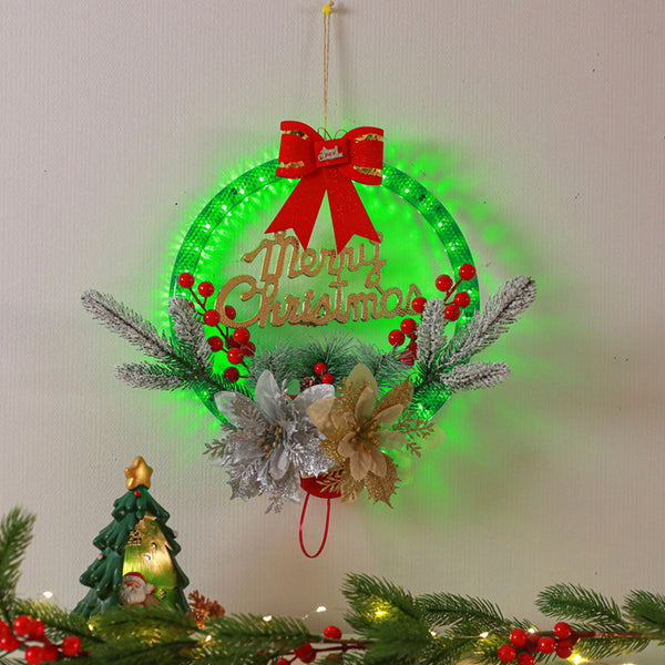 Christmas Wreath Light Dual Power Mode Hanging Christmas Garland Lights Xmas Decor Style 1