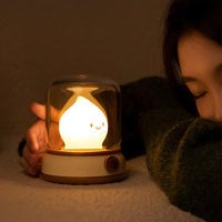 Cute Kerosene Lamp Silicone Campfire Night Light Desktop LED Decorative Light Yellow