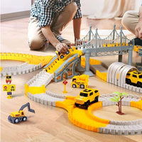 Kids Construction Race DIY Tracks Toys  Electric Car Toys Road Race Playset