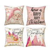 4Pcs Christmas Pillowcase Sofa Home Bedroom Decoration Pillow Covers