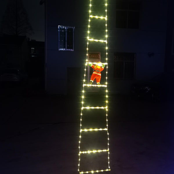 Christmas Decorative Ladder Lights with Santa Claus Xmas Party Decorations for Indoor Outdoor Warm