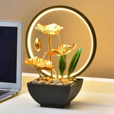 USB Powered Tabletop Fountain Ornament Decorative Flowing Water Fountain with Night Light Table Office Home Decor