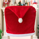 6Pcs Christmas Chair Cover Red Santa Claus Hat Dining Chair Cover Christmas Party Decoration