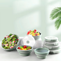 4Pcs Collapsible Food Storage Containers with Lid Foldable Storage Bowls Green