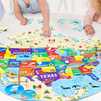 70Pcs World Map Jigsaw World Geography Puzzle Kid Toy