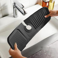 Silicone Draining Mat for Kitchen Sink Splash Guard Faucet Draining Pad Black