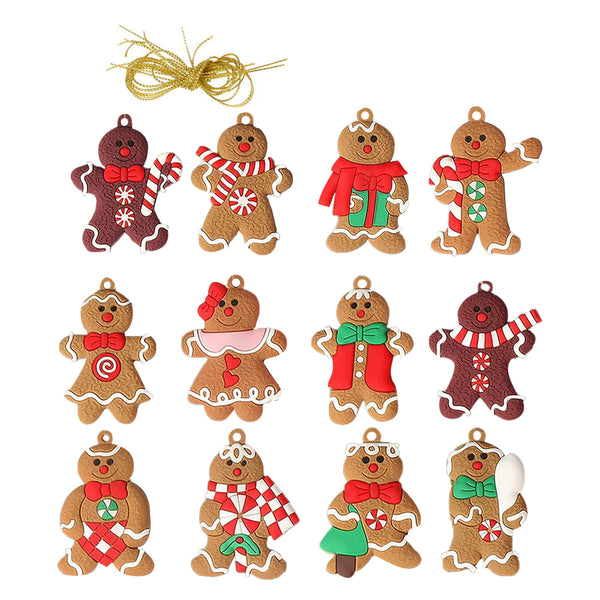 12Pcs Gingerbread Man Decoration Christmas Tree Hanging Pendants Style 1