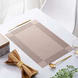 Set of 6Pcs Placemats with Coasters Heat Stain Non-Slip Washable Dining Table Place Mats Khaki