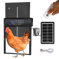 Solar Powered Automatic Chicken Coop Door LCD Display Light Sensor Chicken Door with Remote